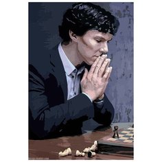 Картина по номерам Шерлок Холмс и шахматы/ 40*60 / холст на подрамнике