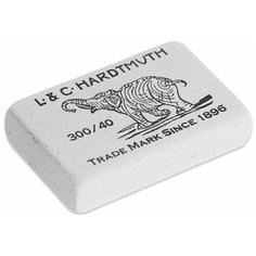 Ластик / резинка стирательная / стерка канцелярская для карандаша Koh-i-noor Слон 300/40, Комплект 4 штуки, 35,5х23х8мм, белый, 880493