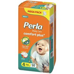 Памперсы детские Perla Mega Maxi 7-18 кг, 4 размер, 50 шт, подгузники для детей мегаупаковка, для мальчиков и девочек, Турция