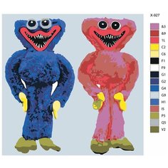 Картина по номерам X-927 "Компьютерная игра Poppy Playtime. Хагги Вагги и Кисси Мисси" 80х80 Brushes Paints