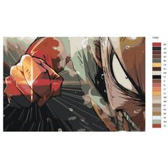 Картина по номерам Y-553 "Аниме Ванпанчмен. Сайтама удар" 60x90 Brushes Paints
