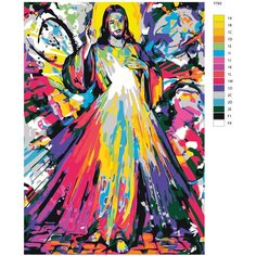 Картина по номерам T793 "Арт Иисус-флуоресцентные цвета" 60x90 Brushes Paints