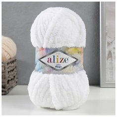 Пряжа "Softy mega" 100% микрополиэстер 70м/100гр (55 белый) 9300913 Alize