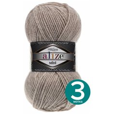 Пряжа Alize Superlana MIDI (Ализе Суперлана миди) - бежевый меланж (152), 100 г / 170 м (25% шерсть, 75% акрил) - 3 шт