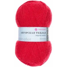 Пряжа пехорка Ангорская теплая - красный мак (88), 100 г / 480 м (40% шерсть, 60% акрил) - 1 шт