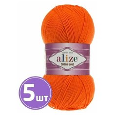 Пряжа для вязания крючком, спицами Alize Ализе Cotton Gold средняя, xлопок/aкрил, цвет 37 ярко-оранжевый 5 шт. по 100 г, 330 м