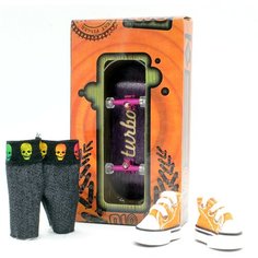 Фингерборд Турбо П10 Гравировка фиолетовый + кеды + шорты Turbo