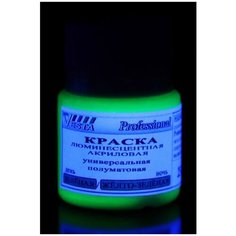 Краска люминесцентная "VESTA PROFESSIONAL" зеленая / желто-зеленая (день / ночь) - 30 мл Веста