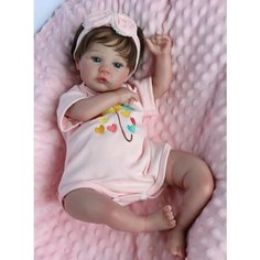Мягконабивная кукла Реборн (Reborn Dolls) - Девочка в розовом костюмчике с зонтиком (51 см)