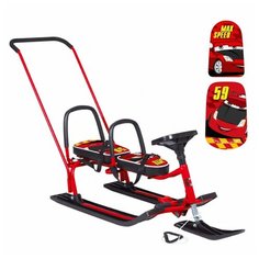 Снегокат 505 высокий SNOWKAT TWINS BABY PUSH для двоих, с 2 складными спинками П-обр толкатель Bars