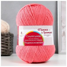 Пряжа "Подмосковная" 50% шерсть, 50% акрил 250м/100гр (378, герань) 9459556 Троицкая камвольная фабрика