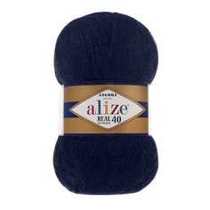 Пряжа Alize Angora Real 40, 40 % шерсть, 60 % акрил, 100 г, 430 м, 5 шт., 058 темно-синий