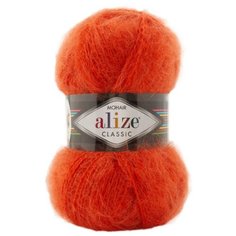 Пряжа Alize Mohair classic, 24 % шерсть, 25 % мохер, 51 % акрил, 100 г, 200 м, 5 шт., 37 оранжевый