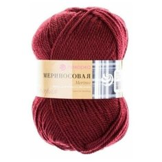 Пряжа Пехорка "Мериносовая" - 2 шт, цвет: 007-Бордо, 200м/100г, 50% мериносовая шерсть, 50% акрил