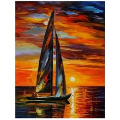 Алмазная Мозаика 21*25см (С мольбертом, картон, частичная выкладка, стразы-камни) Парусник (п/упаковка с европодвесом) М-11849 (2221) Mazari