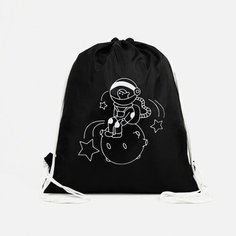 Мешок для обуви, 35*1*42 см, космонавт, отдел на шнурке, черный Нет бренда