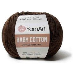Пряжа YarnArt Baby cotton шоколад (408), 50%хлопок/50%акрил, 165м, 50г, 1шт