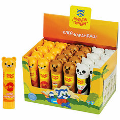 Клей-карандаш Мульти-Пульти "Зверята: Кот, Мишка, Панда", 09г, колпачок в форме животного, ПВП, 24 штук, 305043