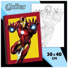 MARVEL Картина по номерам в плёнке "Железный человек", Мстители 30х40 см