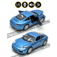 Металлическая машинка 1:32 (14,5 см) «Porsche 911 Carrera S» голубая, свет, звук, инерция 32061-2 Нет бренда
