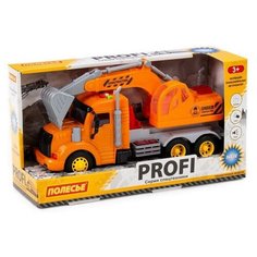 Машинка инерционная полесье PROFI Экскаватор оранжевый, со светом и звуком (в коробке)