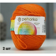 Пряжа Пехорка Детский каприз Оранжевый (284) 2 мотка 50 г / 225 м (50% шерсть 50% фибра)