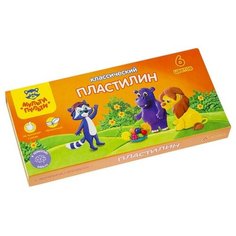 Пластилин 6 цветов 120 г, Мульти-пульти "Приключения Енота", со стеком, картонная упаковка