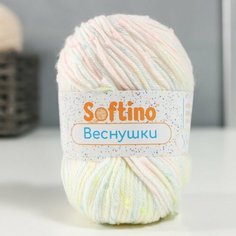 Пряжа 60% акрил, 30% кашемир, 10% шёлк "Веснушки" 50 гр 80 м цвет 04В сливки Softino