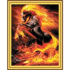 Алмазная мозаика на подрамнике (картина стразами) 40х50 Огненный конь