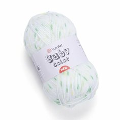 Пряжа YARNART BABY COLOR (YarnArt), белый с салатовым - 216, 100% акрил, 5 мотков, 50 г, 150 м.