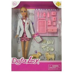 Кукла Defa Lucy Ветеринар (девушка) в наборе с 2 собачками и игровыми предметами, 29 см 8346d