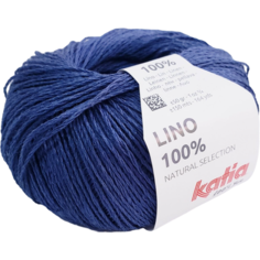 Пряжа Lino 100% Katia, 50гр/150м, 100%лен, цвет 16-синий, 1 моток.