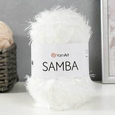 Пряжа "Samba" 100процентов полиэстер 150м/100гр (01 белый) Yarn Art