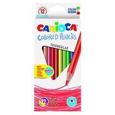 Карандаши цветные 12 цветов Carioca Triangular (L=175мм, D=7мм, d=3.5мм, 3гр) + точилка, картонная упаковка (42515), 12 уп.
