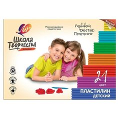 Пластилин 21 цвет Луч "Школа творчества", 420г, со стеком (29С 1765-08), 12 уп.