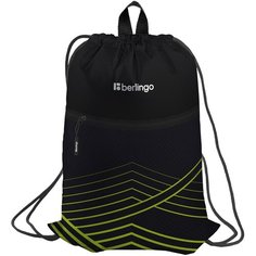 Мешок для обуви Berlingo "Black and Green Geometry", 1 отделение, 360х470 мм, карман на молнии (MS230201)