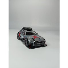 Коллекционная машинка игрушка металлическая Audi RS6 Avant с багажником для мальчиков масштабная модель 1:24 серая камуфляж Alexplay