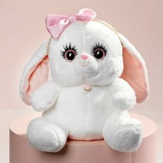 Мягкая игрушка Milo toys "Зайка Ла-Пу-Ля с повязкой бант", цвет цвет белый, 20 см
