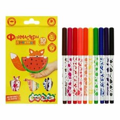 Фломастеры 10 цветов "Ароматные" , круглый корпус с трехгранным захватом, вентилируемый колпачок, картонная упаковка 1 набор Случай