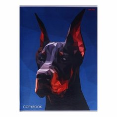 Тетрадь А4 80 листов в клетку на скрепке "Полигональный доберман", обложка мелованный картон Проф Пресс