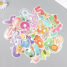 Наклейки для творчества "Звериные цифры" набор 48 шт 4х8 см Россия