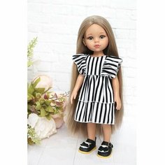 Комплект одежды и обуви для кукол Paola Reina 32-34 см (Платье волан + туфли), черная полоска Favoridolls