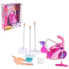 Набор для уборки "Чистюля", пылесос детский с аксессуарами, со световыми и звуковыми эффектами Нет бренда