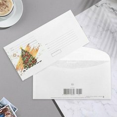 Почтовый конверт-евро "Новогодний -1" ёлка, 23х12 см (комплект из 100 шт) МИР ОТКРЫТОК