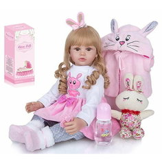 Кукла (50см) в платье с зайчиком и аксессуарами в коробке Китай
