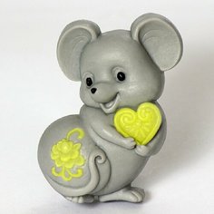 Силиконовая форма для мыла Мышка с сердцем 2D, для свечей, гипса 1шт Нет бренда