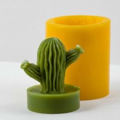 Силиконовая форма для мыла Кактус 3D, для свечей гипса 1шт 7 х 6 х 5 см Нет бренда