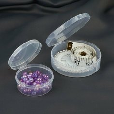 Набор контейнеров для рукоделия, 2 шт, d 9 х 3 / 6,5 х 2,5 см, цвет прозрачный Top Market