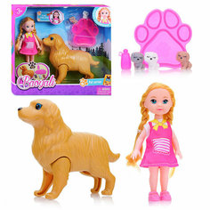 Набор Кукла с собакой и щенками, в коробке КНР