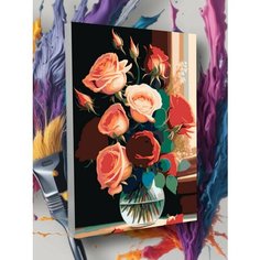 Картина по номерам Цветы Розы Ваза Круто красим